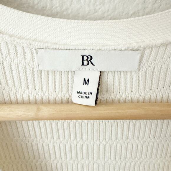 BANANA REPUBLIC | Ivory Cream Textured Knit Sweater Vest Button Down | Medium - Picture 5 of 9